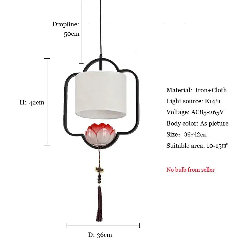 DecorBites™ Chinese Cloth Chandelier for Bedroom, Dining Room, Corridor, Hotel - Light & Elegant