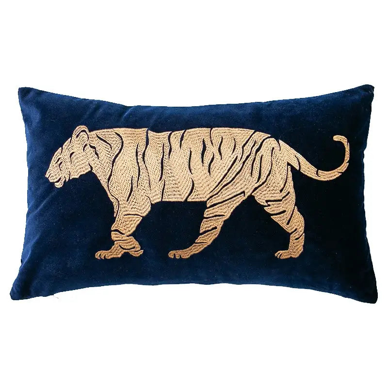DecorBites™ Chinese Dragon Embroidery Lumbar Pillow Cover Gold