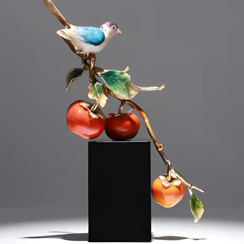 DecorBites™ Chinese Enamel Persimmon Ruyi Ornament for Living Room Wine Cabinet Décor