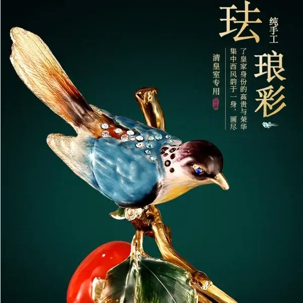 DecorBites™ Chinese Enamel Persimmon Ruyi Ornament for Living Room Wine Cabinet Décor