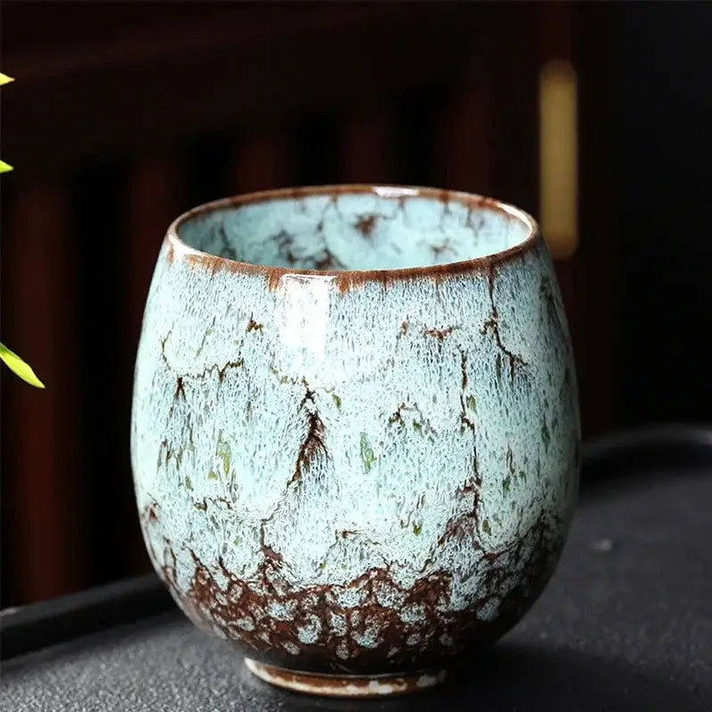 DecorBites™ Chinese Kiln Ceramic Coffee Cup Set, 250ml, Elegant Kung Fu Teacup Pottery Handmade