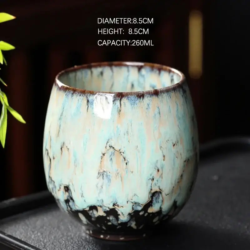 DecorBites™ Chinese Kiln Ceramic Coffee Cup Set, 250ml, Elegant Kung Fu Teacup Pottery Handmade