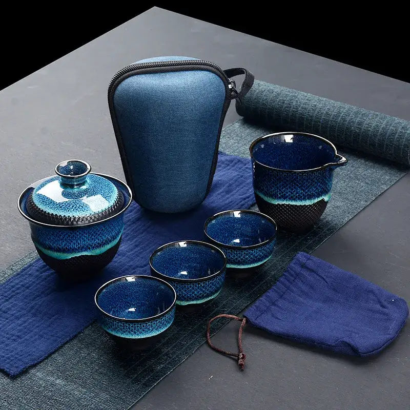 DecorBites™ Chinese Kung Fu Ceramic Tea Set Teapot Gaiwan Porcelain Teaset Drinkware