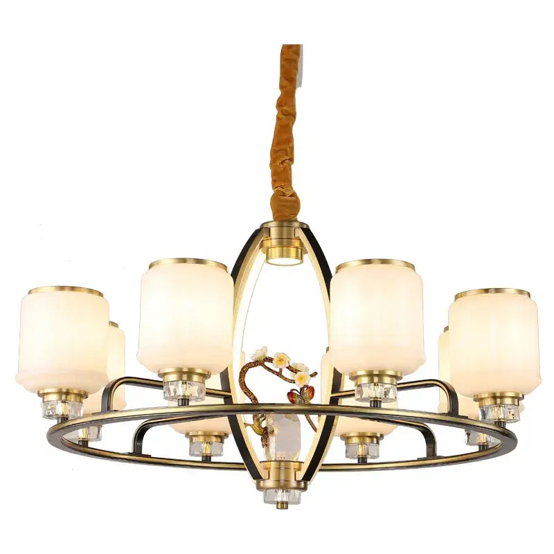 DecorBites™ Chinese Natural Jade All Copper Chandelier for Luxury Living Room Villa