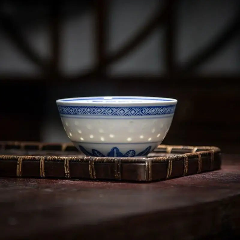 DecorBites™ Chinese Orchid Dragon Bowl - Traditional Blue and White Porcelain Dessert Rice Bowl