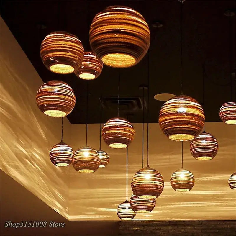 DecorBites™ Chinese Paper Honeycomb Pendant Lights Cardboard Personalized Home Decor Luminaire