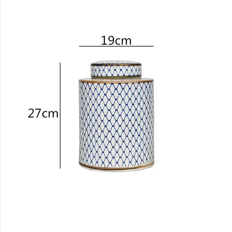 DecorBites™ Chinese Retro Ceramics Golden Vase with Cover for Home Décor and Organization