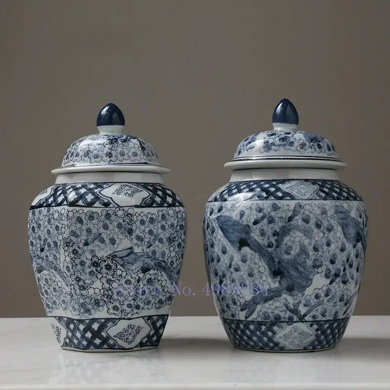 DecorBites™ Chinese Retro Storage Tank Vase with Cover for Modern Home Decoration
