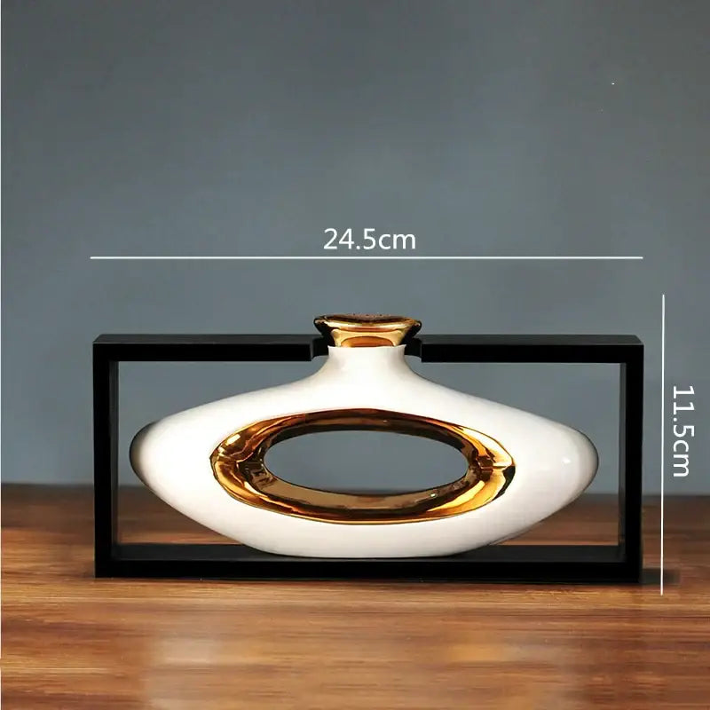 DecorBites™ Chinese Style Ceramic Vase in Wooden Frame for Modern Home Decor