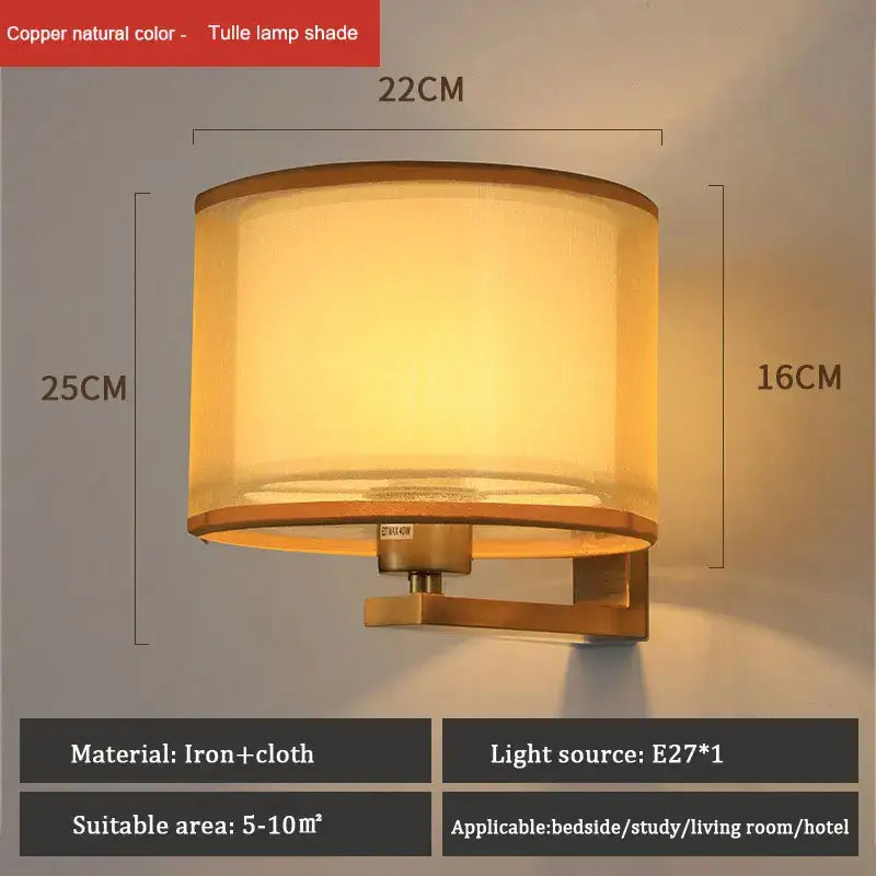 DecorBites™ Chinese Style Cloth Covered Wall Lamp for Bedroom and Living Room