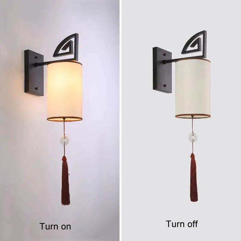 وحدة إضاءة جدارية E27 قماشية من DecorBites™ على الطراز الصيني لغرفة المعيشة وغرفة النوم