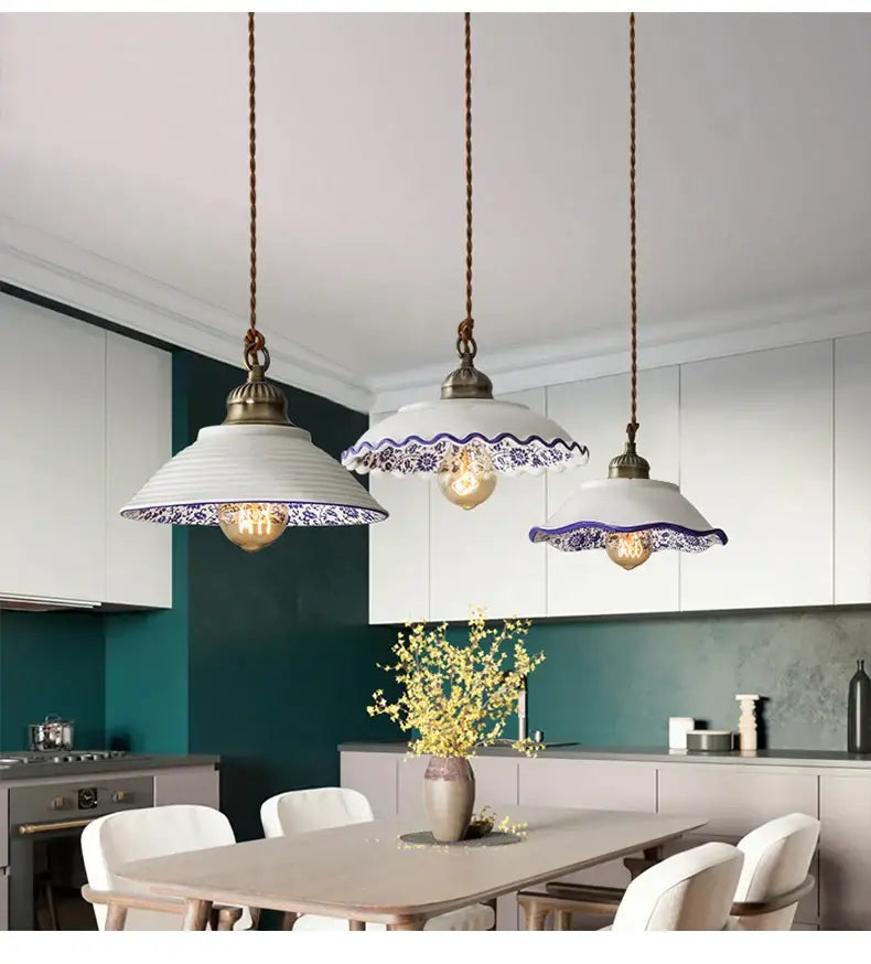 DecorBites™ Chinese Style Porcelain Hanging Lamp for Clothing Store & Bedroom