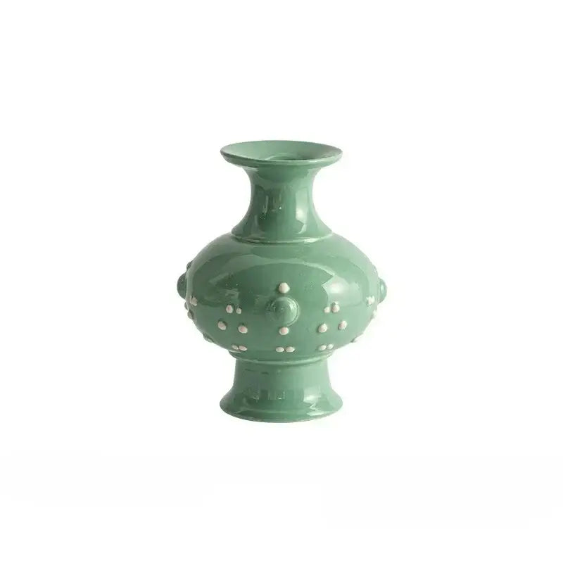 DecorBites™ Chinese-style Retro Ceramic Vase, Handmade Relief Pot Flower Vase for Home Decor
