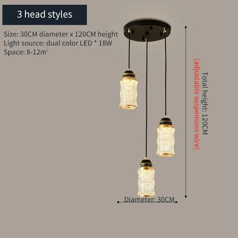 DecorBites™ Chinese Style Spiral Staircase Chandelier for Villa & Restaurant, LED Lamps