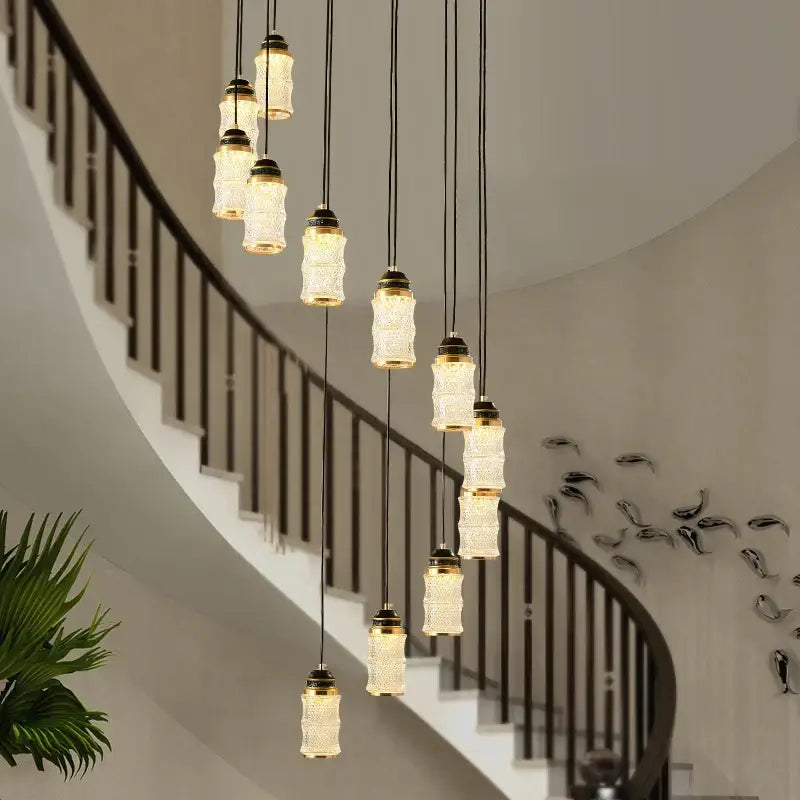 DecorBites™ Chinese Style Spiral Staircase Chandelier for Villa & Restaurant, LED Lamps