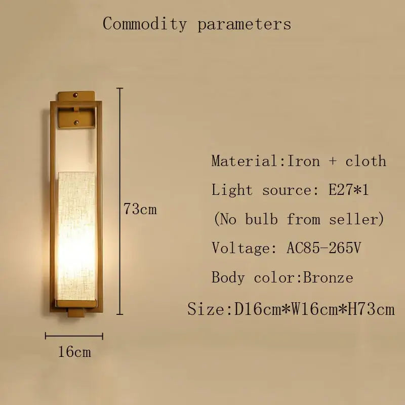 DecorBites™ Chinese Style Wall Lamp for Bedroom & Living Room with E27 Cloth Light Fixture