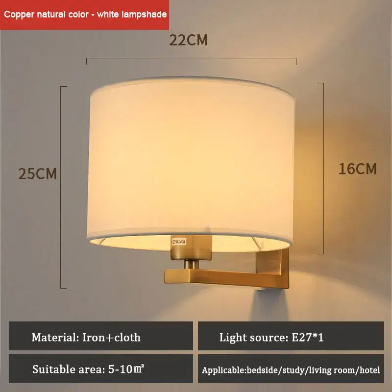 DecorBites™ Chinese Style Wall Lamp Warm Cloth Cover Bedroom Living Room Light