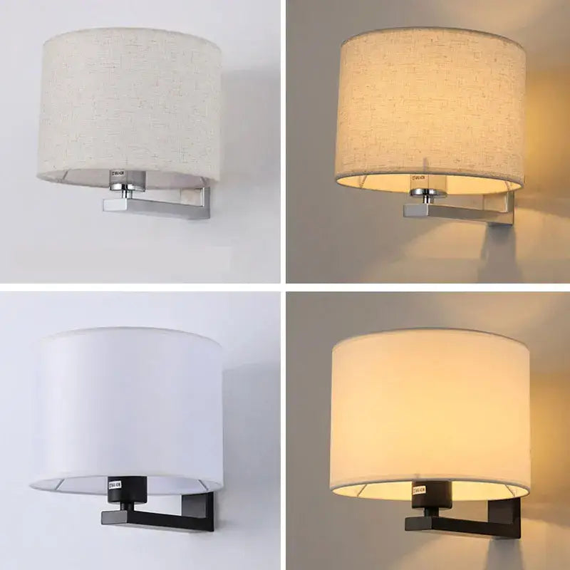 DecorBites™ Chinese Style Wall Lamp Warm Cloth Cover Bedroom Living Room Light