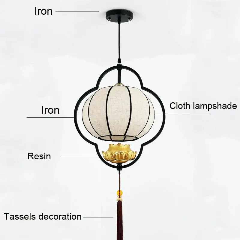 DecorBites™ Chinese Teahouse Lantern Chandelier Creative Cloth Lamps for Dining Room Bedroom Hotel