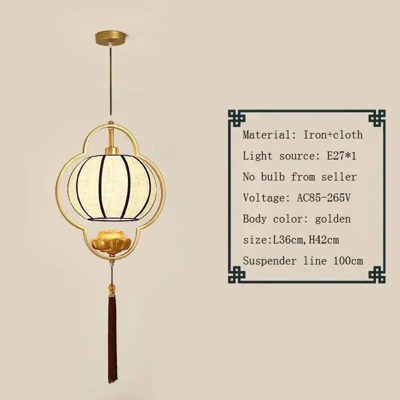 DecorBites™ Chinese Teahouse Lantern Chandelier Creative Cloth Lamps for Dining Room Bedroom Hotel