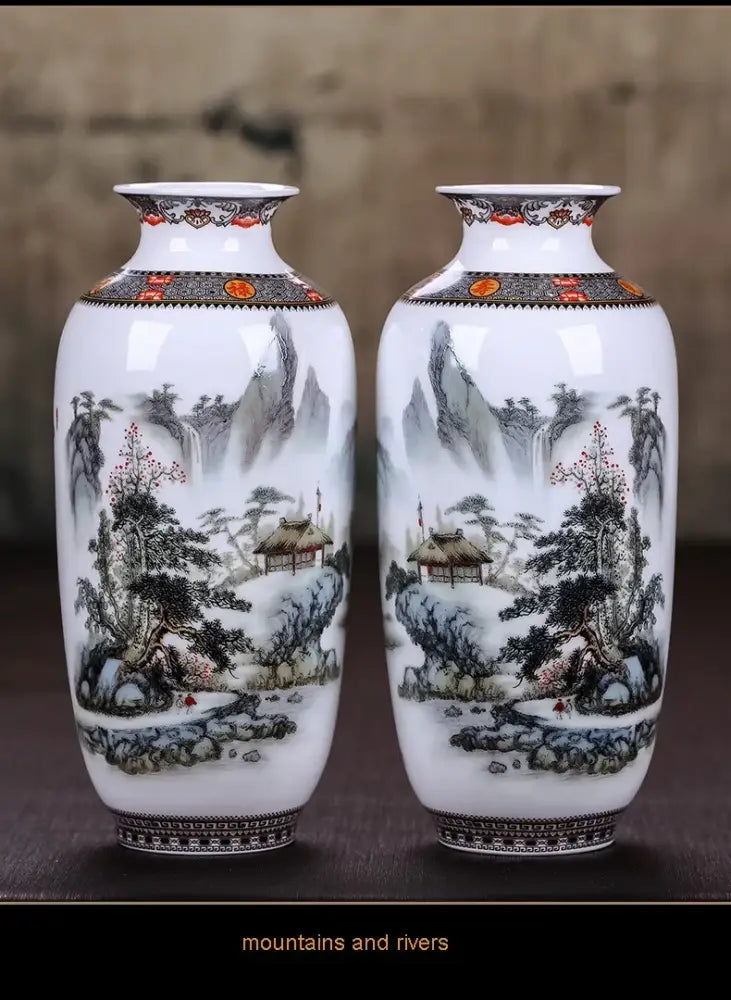 DecorBites™ Chinese Traditional Ceramic Vase for Home Decor