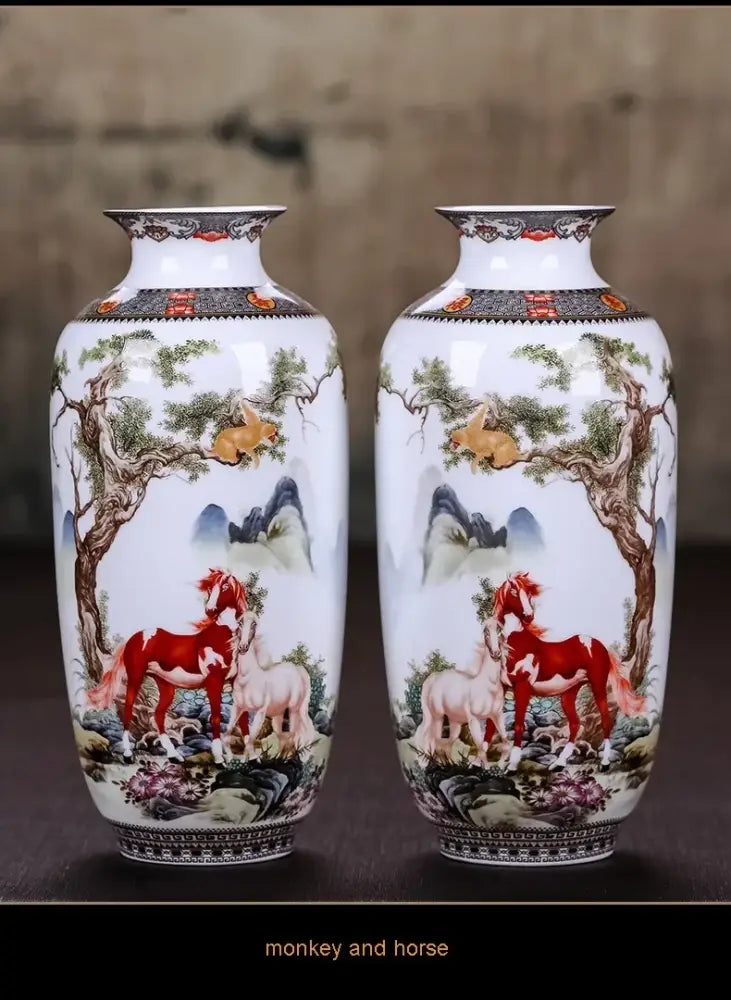 DecorBites™ Chinese Traditional Ceramic Vase for Home Decor