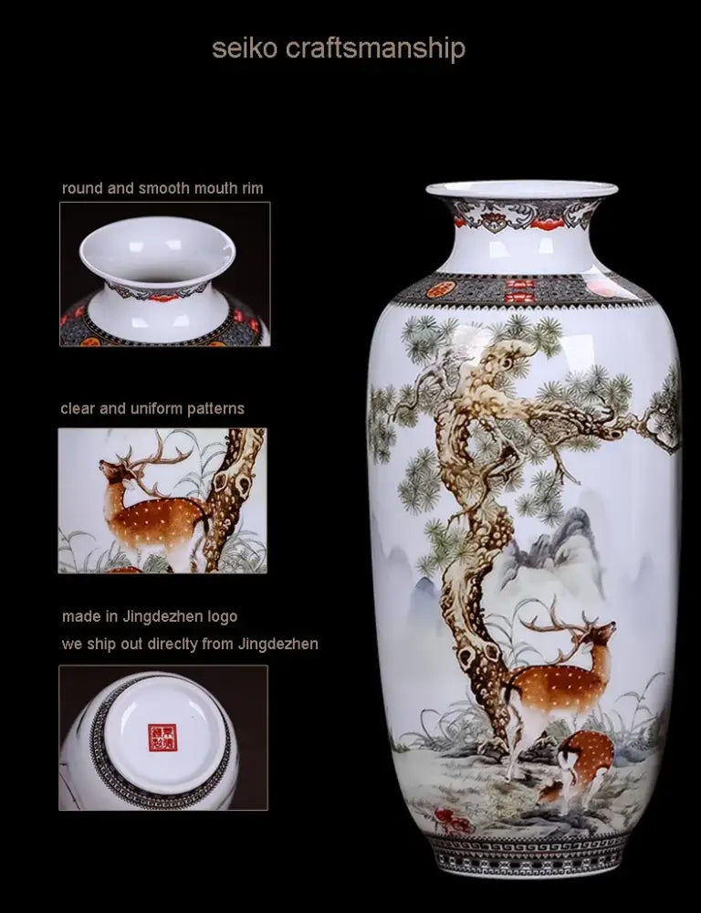 DecorBites™ Chinese Traditional Ceramic Vase for Home Decor