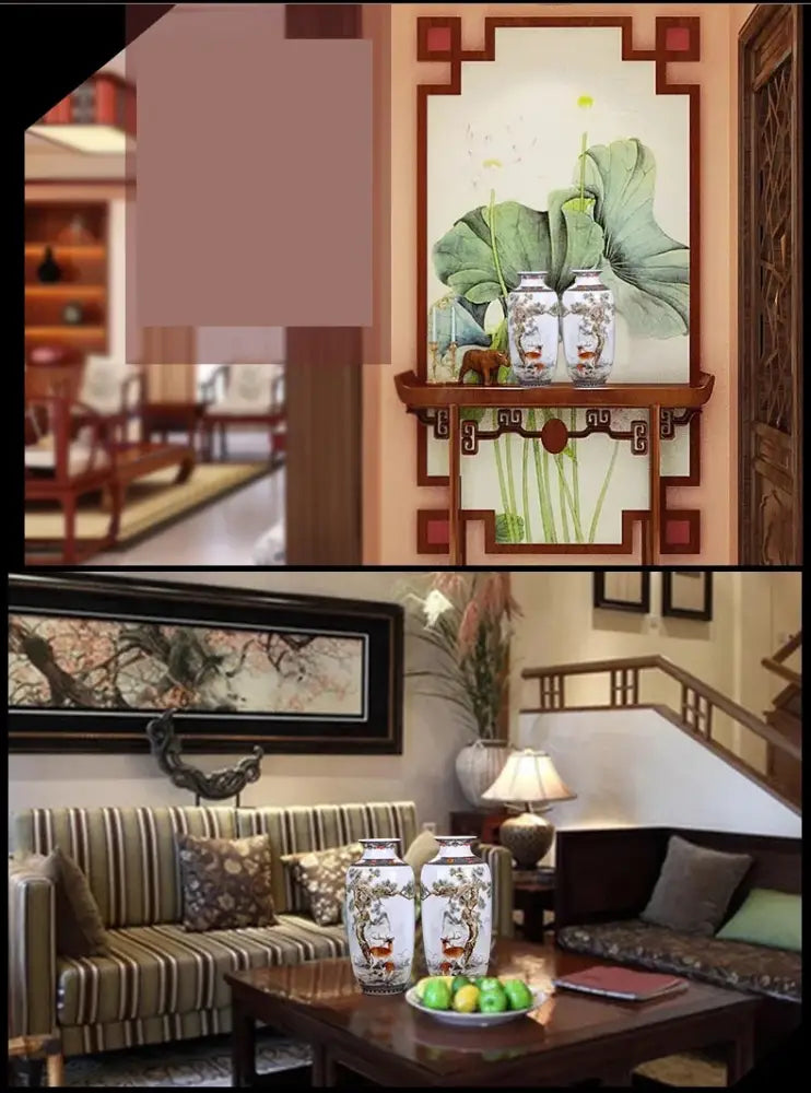 DecorBites™ Chinese Traditional Ceramic Vase for Home Decor