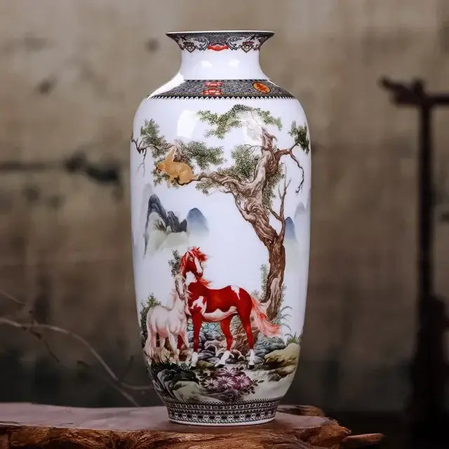 DecorBites™ Chinese Traditional Ceramic Vase for Home Decor