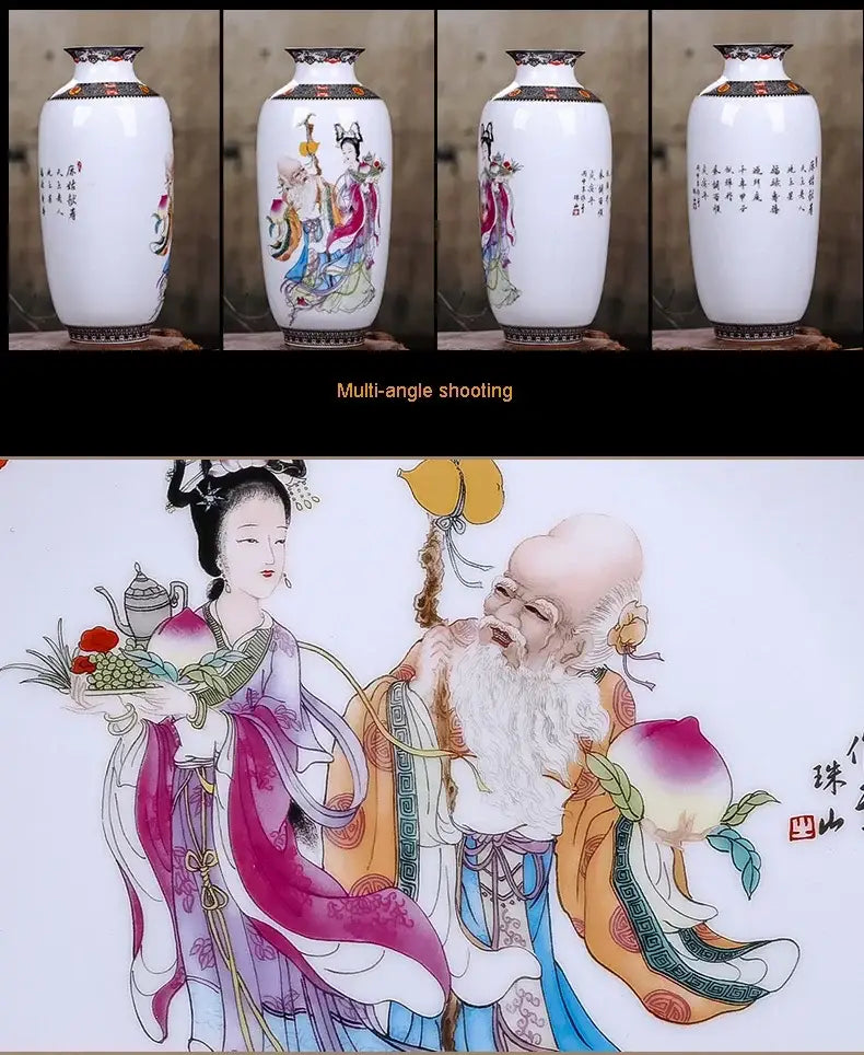 DecorBites™ Chinese Traditional Ceramic Vase for Home Decor