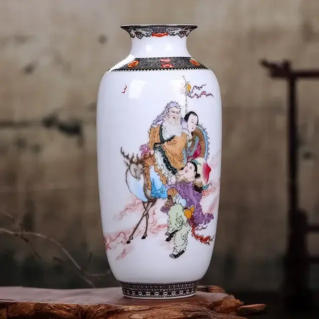 DecorBites™ Chinese Traditional Ceramic Vase for Home Decor