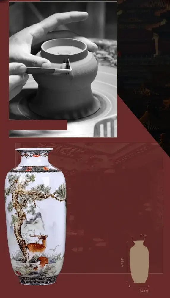 DecorBites™ Chinese Traditional Ceramic Vase for Home Decor