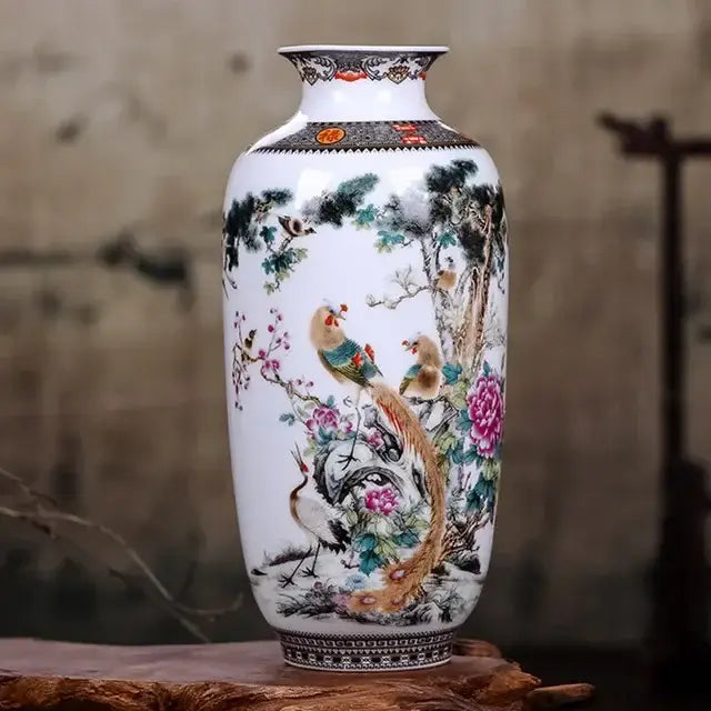 DecorBites™ Chinese Traditional Ceramic Vase for Home Decor
