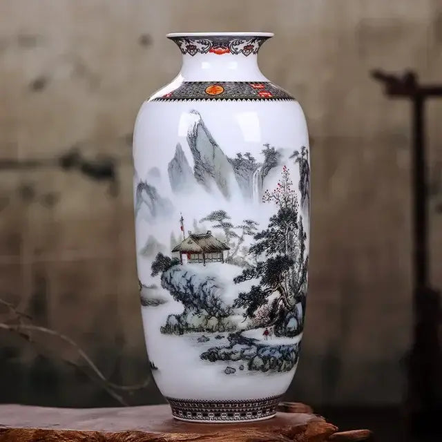 DecorBites™ Chinese Traditional Ceramic Vase for Home Decor