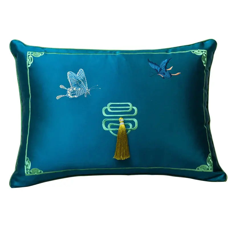 DecorBites™ Chinoiserie Butterfly Embroidered Cushion Cover for Mahogany Sofa