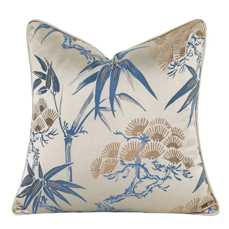 DecorBites™ غطاء وسادة مزخرف بتصميم Chinoiserie مقاس 45x45 سم لغرفة المعيشة وغرفة النوم