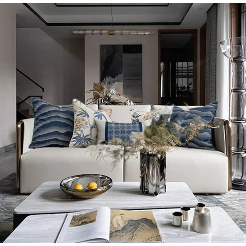 DecorBites™ غطاء وسادة مزخرف بتصميم Chinoiserie مقاس 45x45 سم لغرفة المعيشة وغرفة النوم