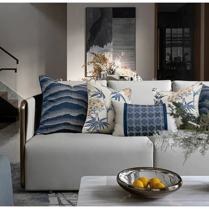 DecorBites™ غطاء وسادة مزخرف بتصميم Chinoiserie مقاس 45x45 سم لغرفة المعيشة وغرفة النوم