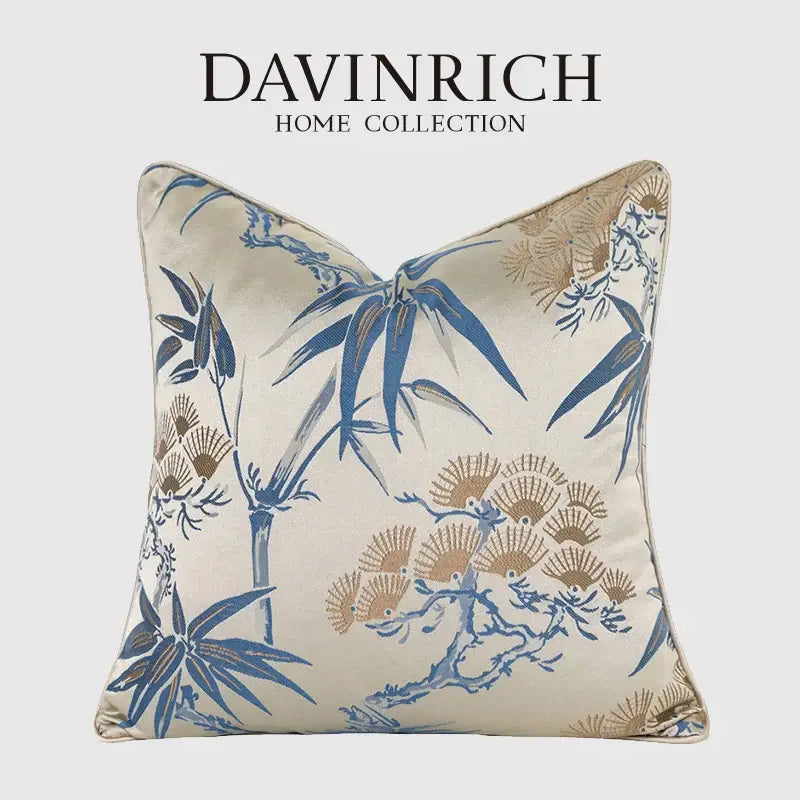 DecorBites™ غطاء وسادة مزخرف بتصميم Chinoiserie مقاس 45x45 سم لغرفة المعيشة وغرفة النوم