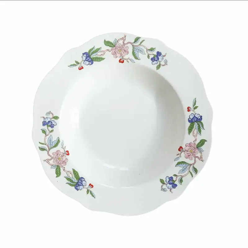 DecorBites™ Chinoiserie Floral Birds Dinner Plate 8" - Oriental Art Salad Dessert Plate