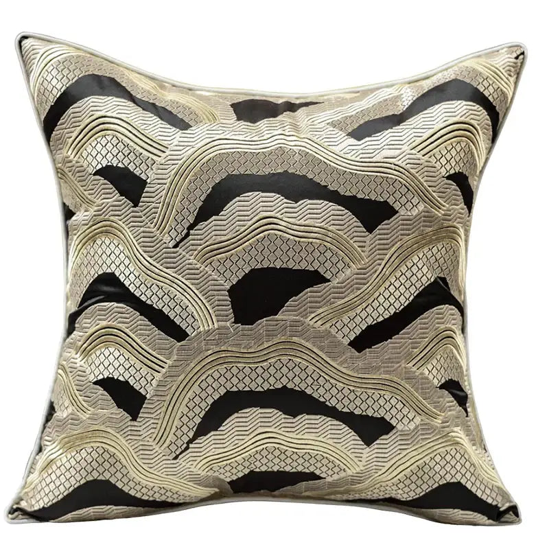 DecorBites™ Chinoiserie Golden Embroidered Luxury Cushion Cover - Highly Unique, Patio to Hotel Quality