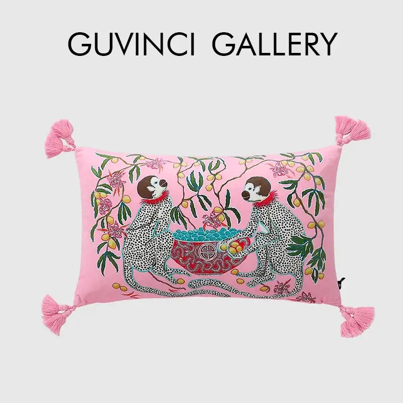 DecorBites™ Chinoiserie Velvet Lumbar Pillow Cover 30x50cm