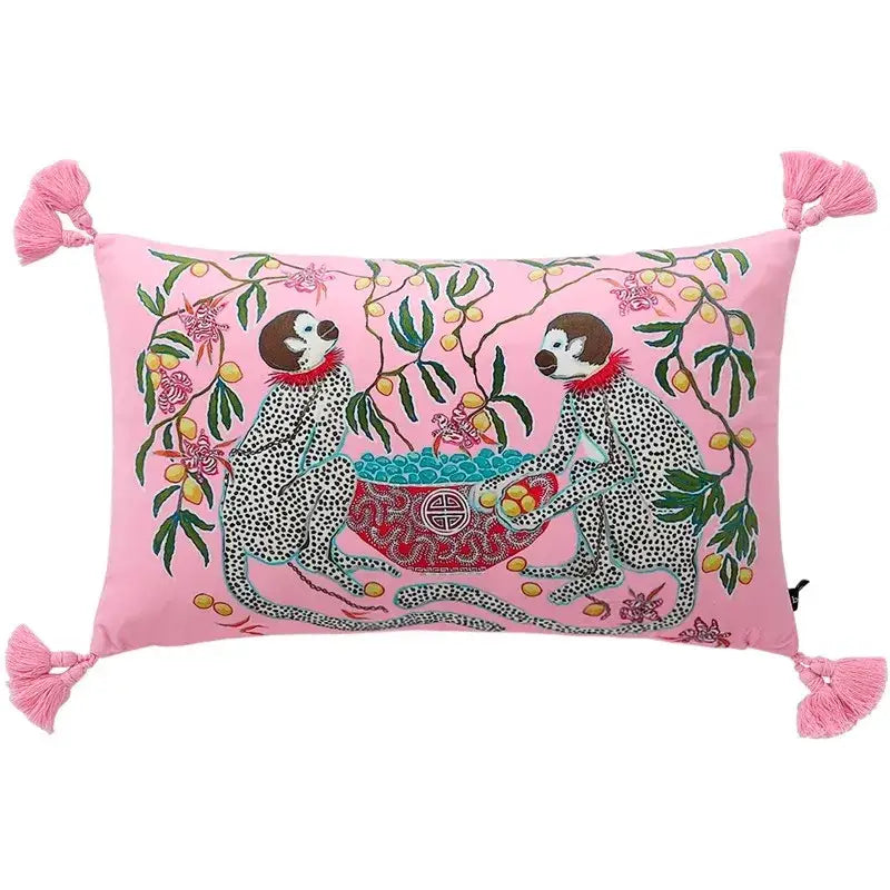 DecorBites™ Chinoiserie Velvet Lumbar Pillow Cover 30x50cm