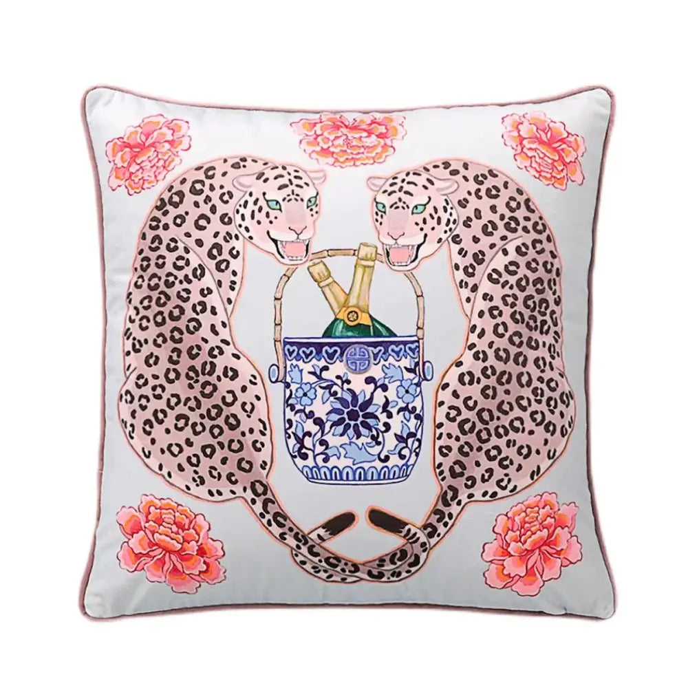 DecorBites™ Chinoiserie Zebra & Peonies Cushion Cover with Tassels