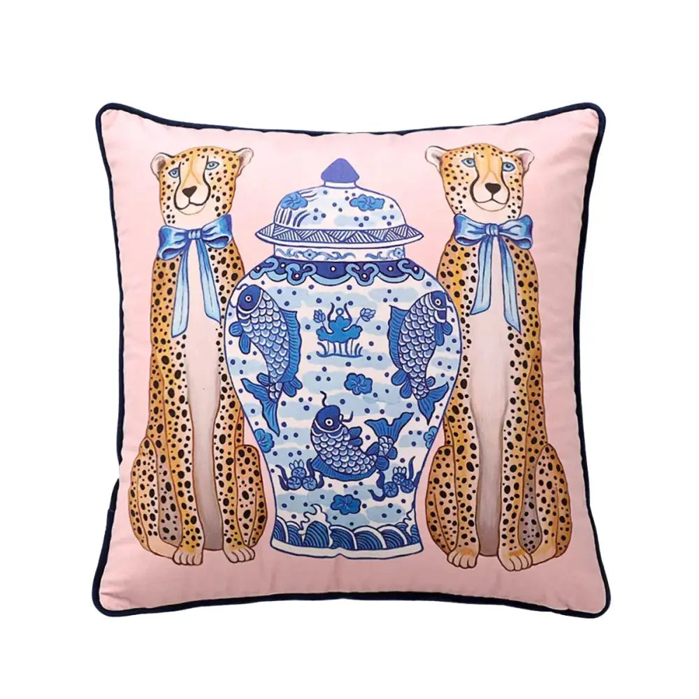 DecorBites™ Chinoiserie Zebra & Peonies Cushion Cover with Tassels
