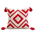 DecorBites™ Christmas Bell Red Geometric Tufted Throw Pillow Cover for Holiday Party Home Decor