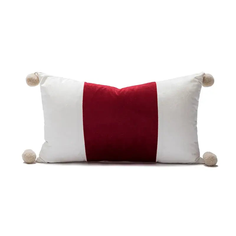 DecorBites™ Christmas Bow Patchwork Velvet Pillow Cover Set for Festive Home Decor