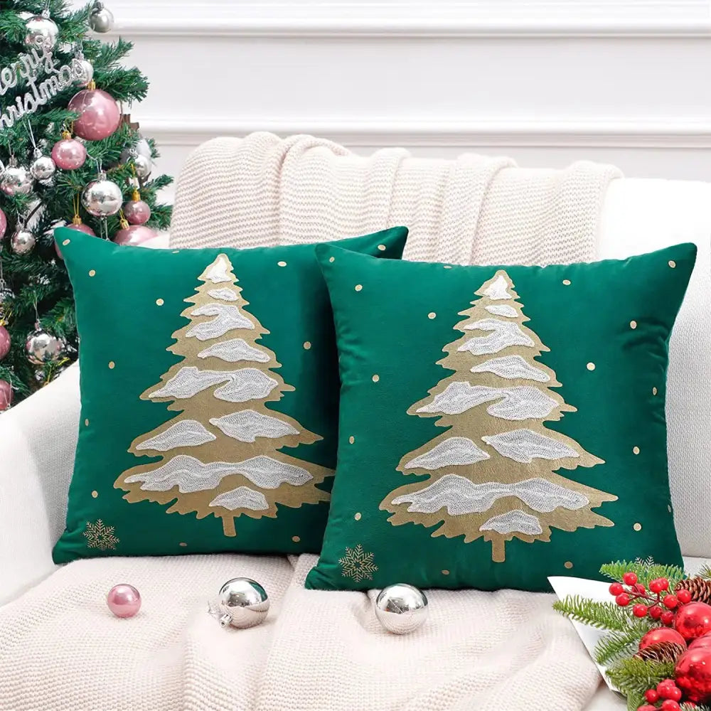 DecorBites™ Christmas Cartoon Embroidered Pillow Cover Set for Festive Home Decor