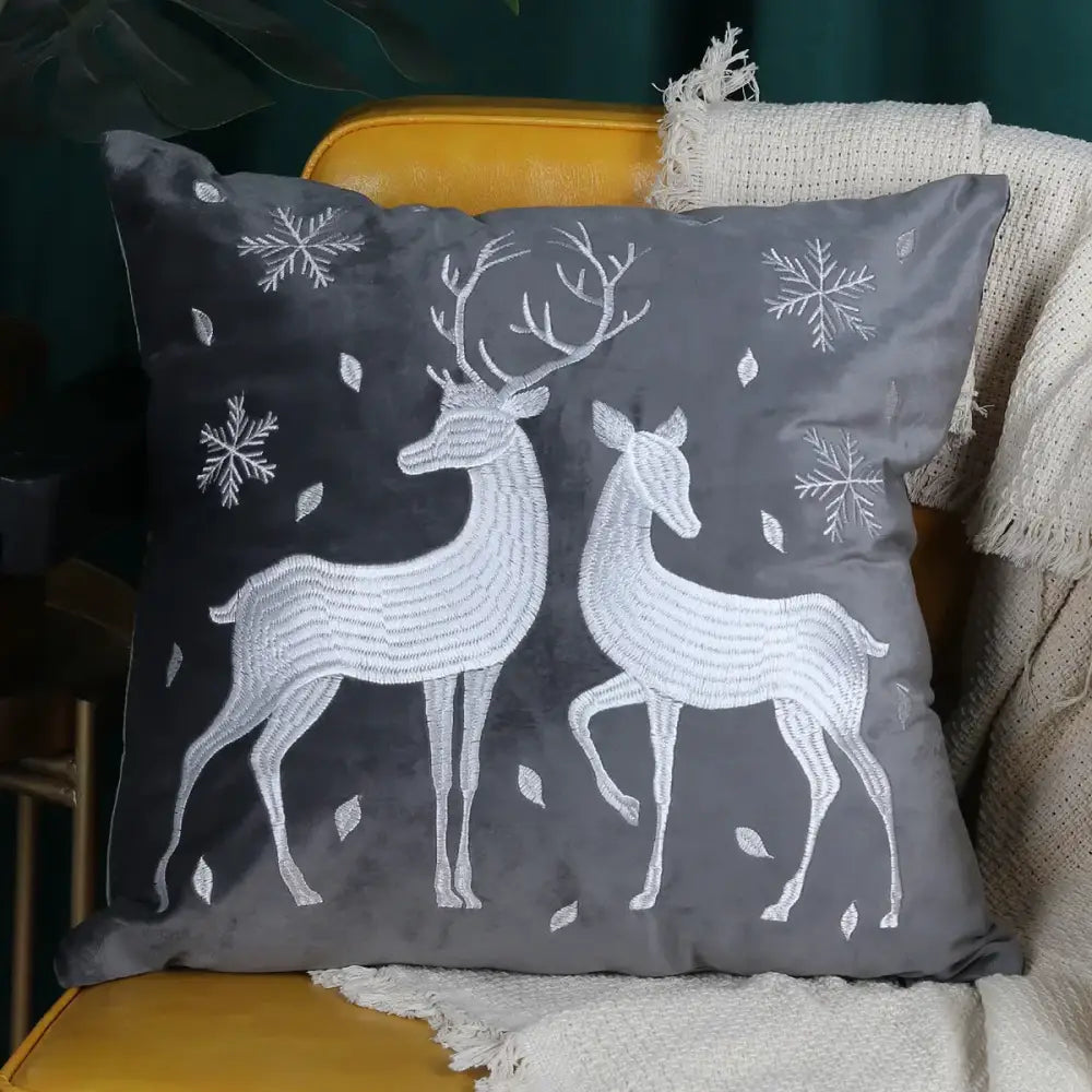 DecorBites™ Christmas Cartoon Embroidered Pillow Cover Set for Festive Home Decor