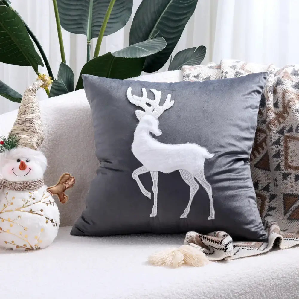 DecorBites™ Christmas Cartoon Embroidered Pillow Cover Set for Festive Home Decor